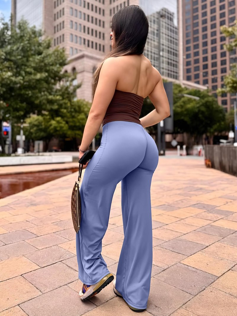 YEOREO Workout Leggings Womens No Front Seam Straight Leggings 31.5" High Waist Buttery Eddiy Gym Yoga Pants Ocean Blue XL