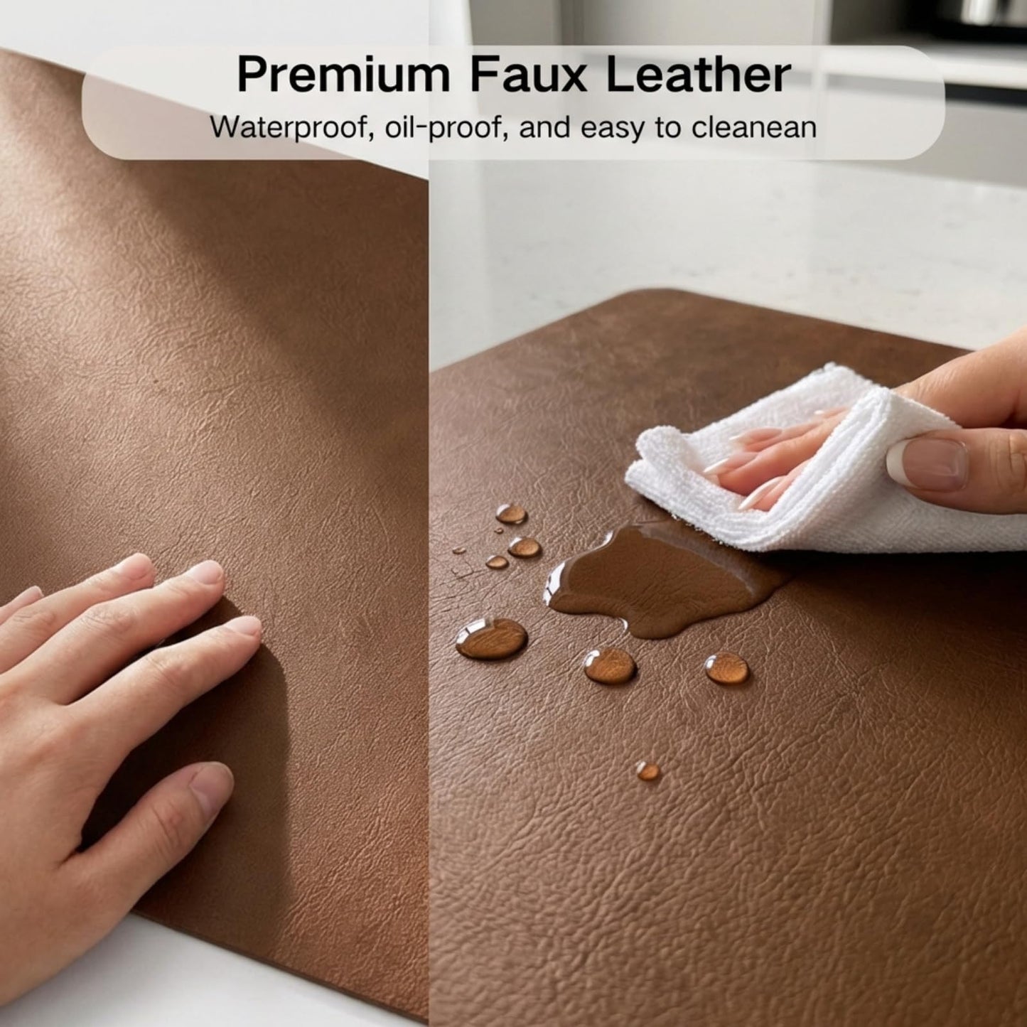 Premium Faux Leather Placemats Set of 6 – Waterproof, Heat-Resistant, Reversible & Non-Slip Table Mats for Kitchen, Dining, Indoor/Outdoor Use
