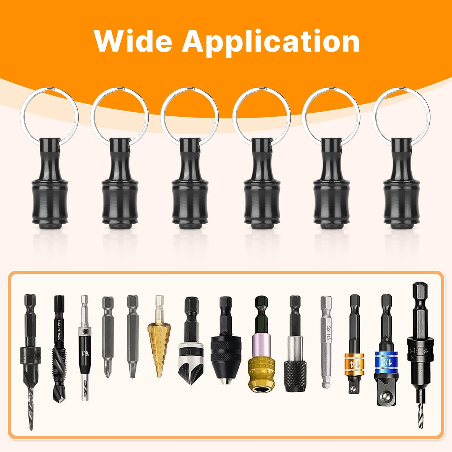 Sopclane 6PCS Keychain Bit Holder,Hex Drill Bit Holder for Impact Driver Drill Bit,Screwdriver Bit Holders for Tools and Gifts for Men,Black