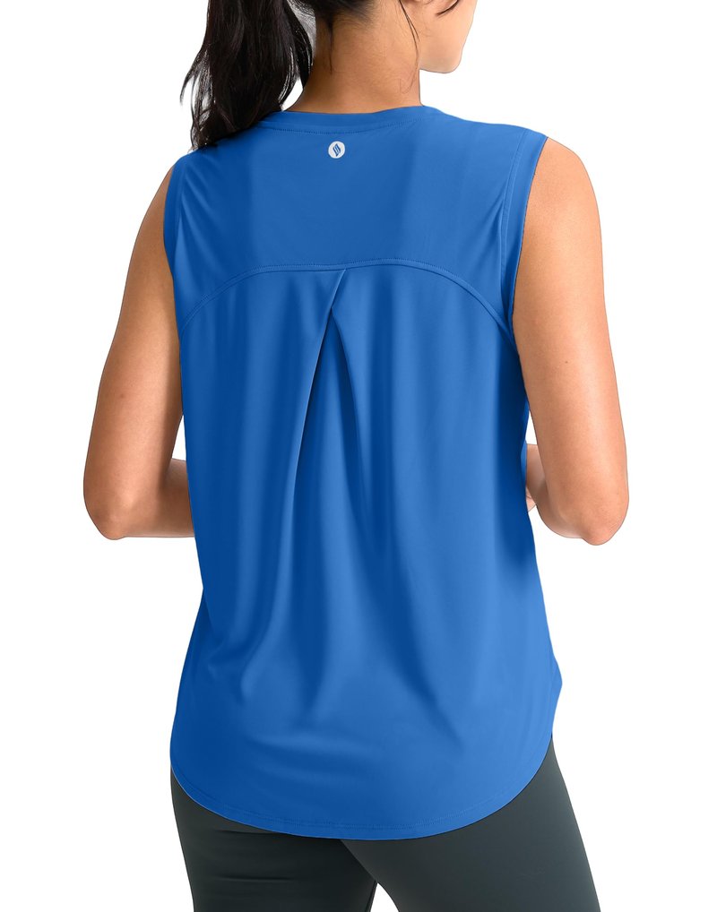 SANTINY Women's Sleeveless Workout Tops Breathable Lightweight Active Tennis Yoga Shirts Athletic Running Tank Tops for Women (Royal Blue_S)