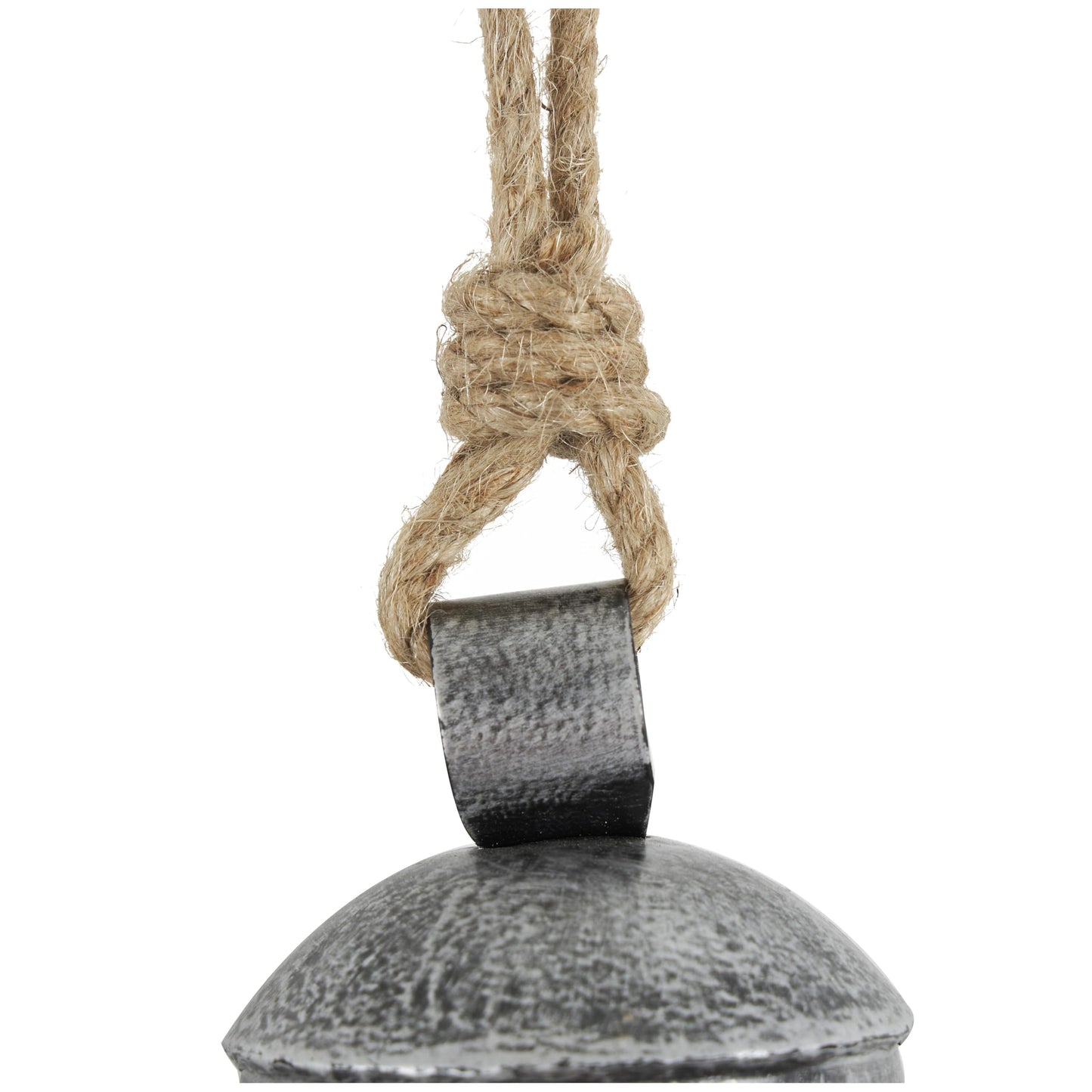 Deco 79 Metal Indoor Outdoor Decorative Cow Bells Tibetan Inspired Meditation Bell with Jute Hanging Rope, Set of 3 Cow Bell 10", 7", 5"H, Silver