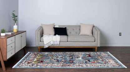 Unique Loom Narenj Collection Area Rug - Birmingham (5' 1" x 8' Rectangle, Blue/ Burgundy)