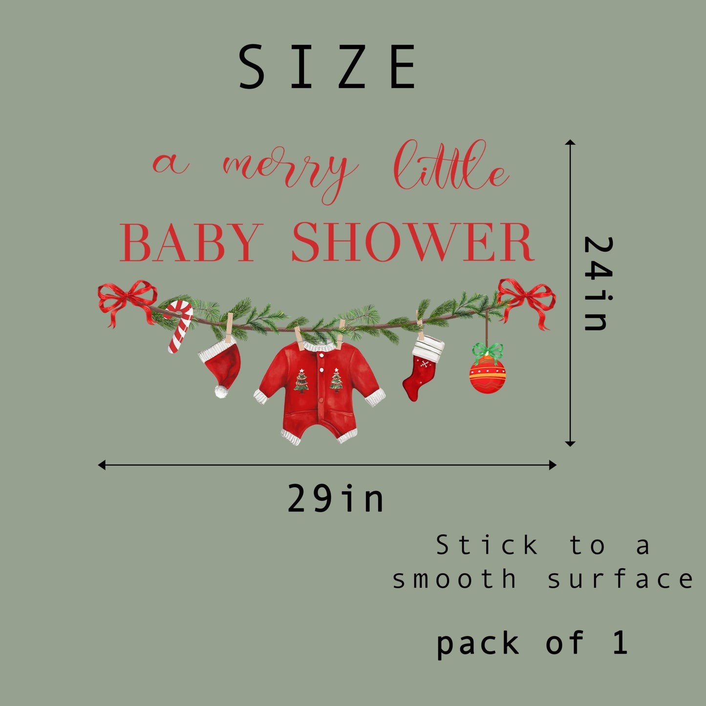 GIOGUK A Merry Little Baby Shower Decal - Merry Christmas Theme Baby Shower Party Decoration Wall Decal, Xmas Gender Reveal Party Supplies Wall Stickers, Christmas Sign Balloon Arch Decor Stickers