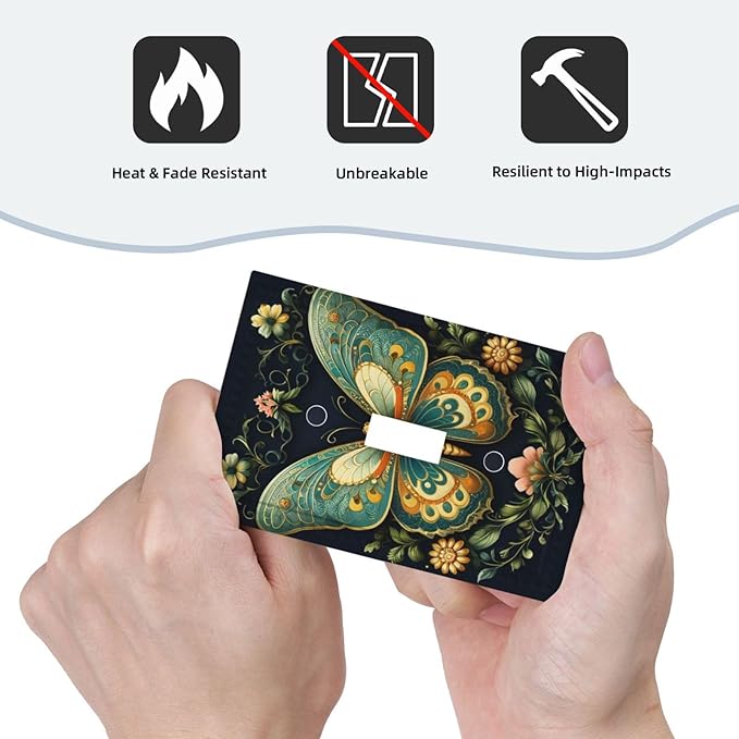 Butterfly Ornate with Flower Light Switch Covers 1 Gang Single Toggle Wall Plate Decorative Switchcover Electrical Switchplate for Country Living Decor