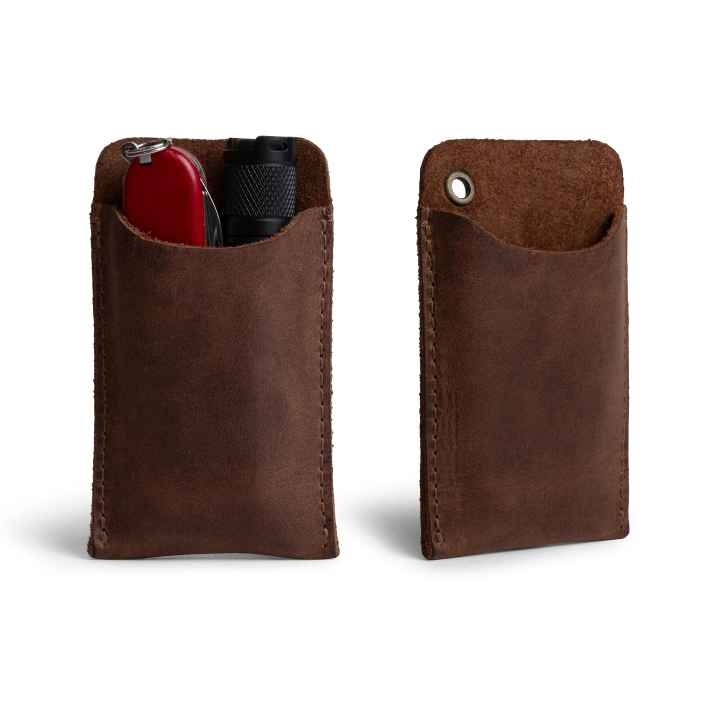 Hide & Drink, EDC Pocket Slip, Multitool Sleeve & Pen Holder for Everyday Use, Camping Accessories, Small Tool Organizer, Full Grain Leather, Handmade, Bourbon Brown