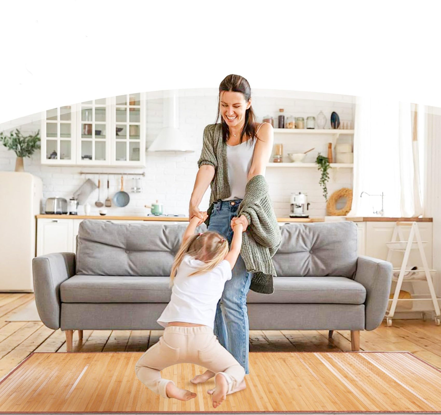 Nisorpa Natural Bamboo Area Rug 29.5x79 Inches Large Bathroom Mat Kitchen Floor Runner Easy Cleaning Matting Carpet for Bedroom Living Room