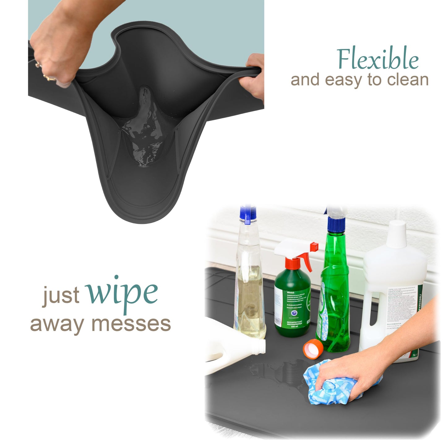 The Original Under Sink Mat - Silicone Waterproof mat, Trimmable, Easy to Clean, Kitchen cabinet liner, Under sink protector mats, Drip Tray with Lip - 34" x 22" or smaller