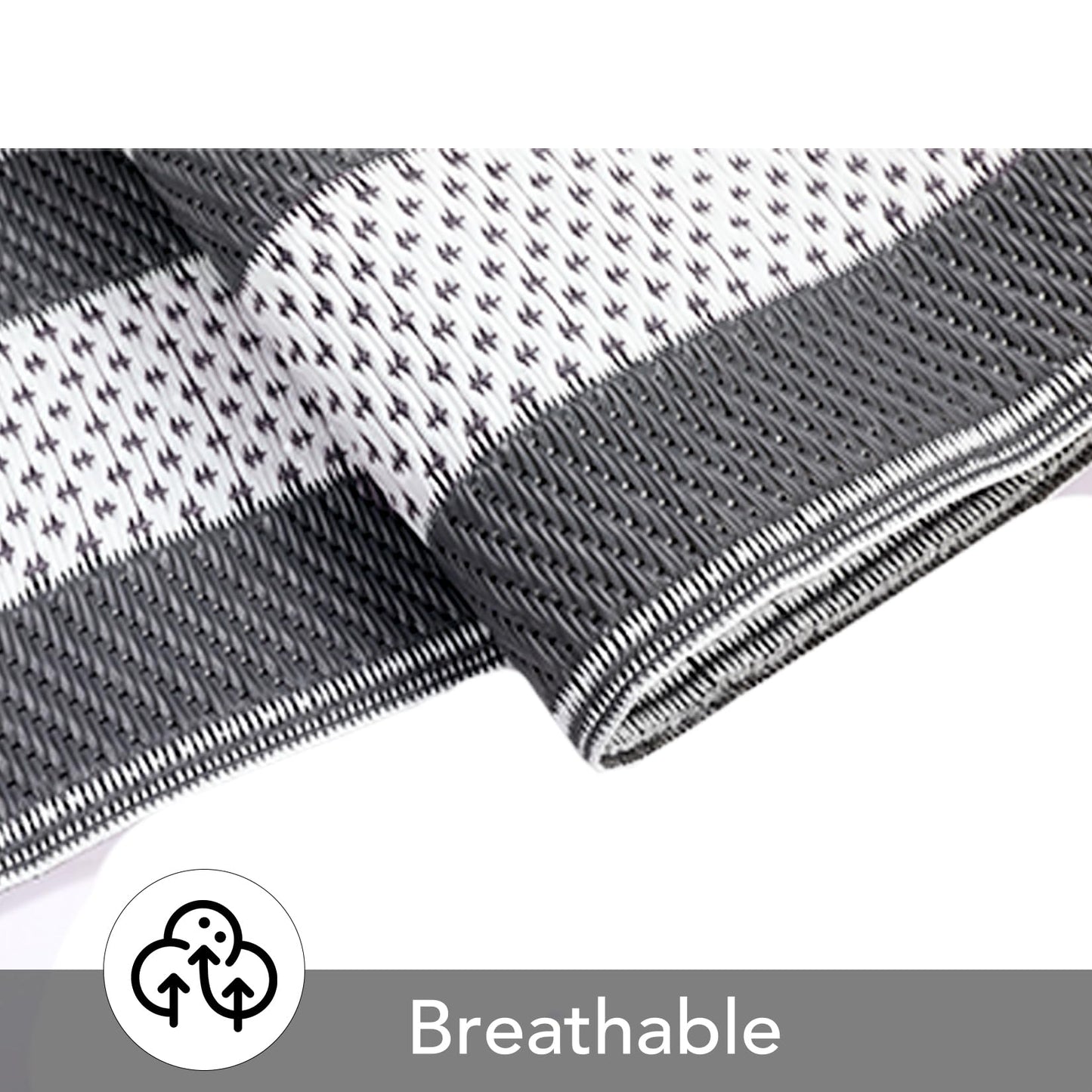 GarveeHome Outdoor Rug 9x18 ft Waterproof Mat Reversible Outdoor Plastic Straw Rug Patio Rug Camping Rug Portable Outdoor Mat for RV Porch Balcony Backyard Picnic Beach Grey/White Panel