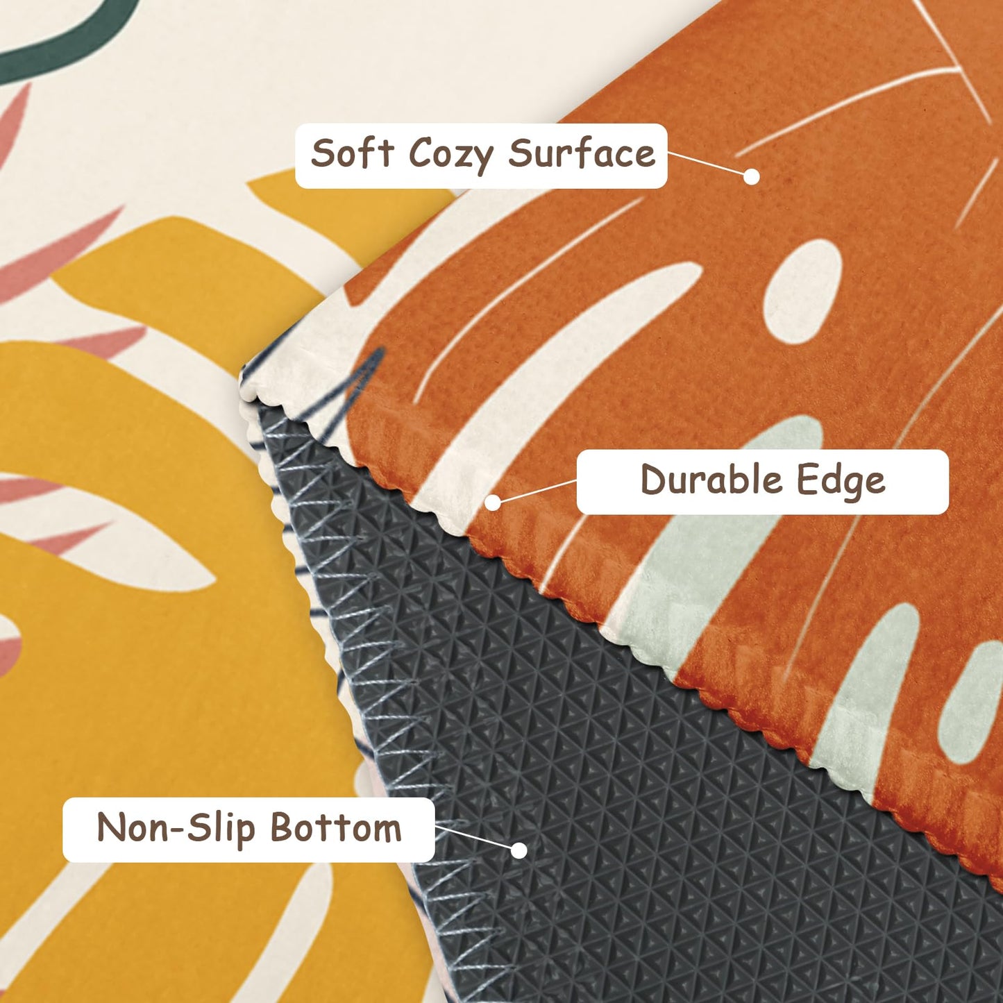 Wualmondor Abstract Tropical Rugs 2x3 Feet Colorful Monstera Palm Leaves Entryway Rug Boho Modern Art Non Slip Low Pile Throw Rug Doormat Carpet for Entrance Kitchen Bathroom