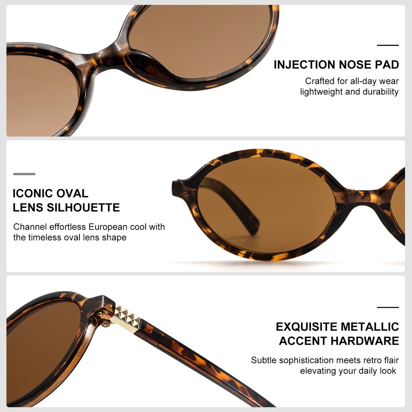ViewJoy Retro Oval Sunglasses for Women Vintage 90s Y2K Trendy Designer Sun Glasses 2Pack