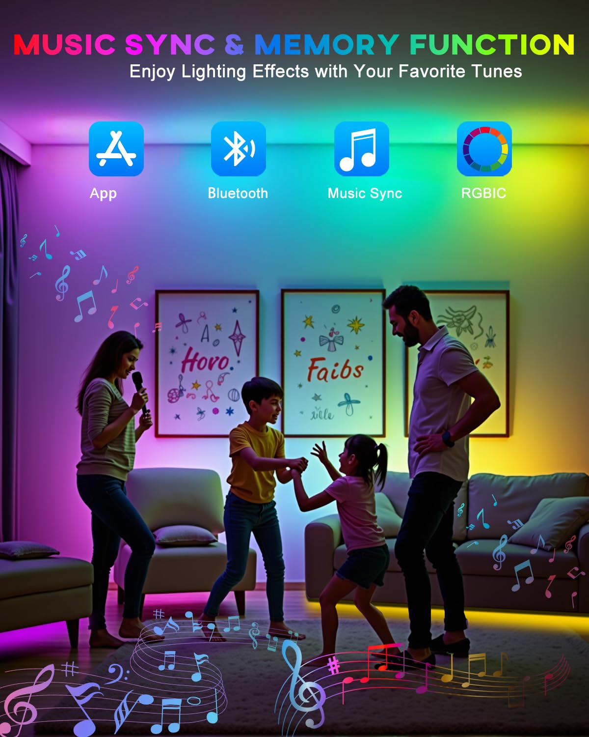 Keiurot 4 Pre-Cut RGB LED Strip Lights with App Remote Control, 5V USB
