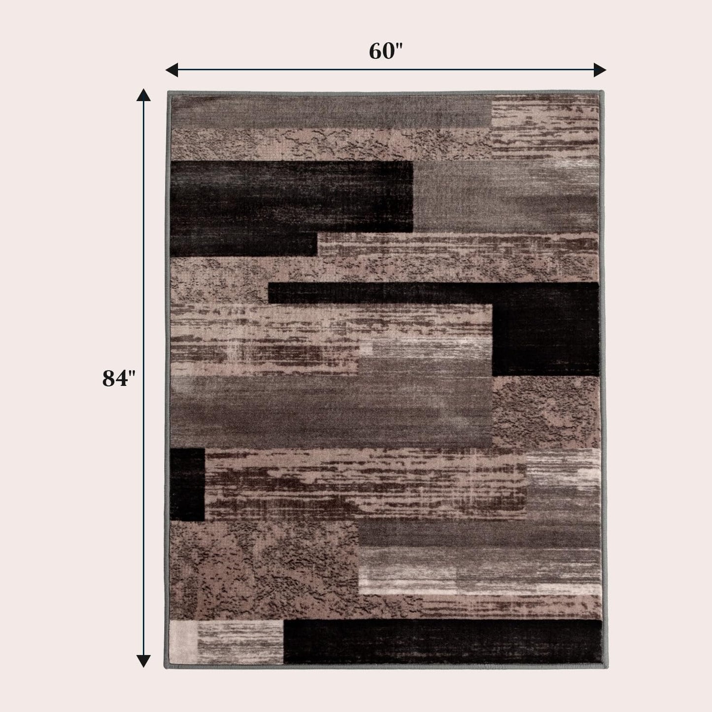 LIANLAM 5x7 Washable Area Rugs for Living Room and Bedroom, Vintage Checkered Pattern Non-Slip Carpet, Stain Resistant Low Pile Soft Rug for Dining Room,Office,Nursery,Kids Room(5x7,Chocolate)