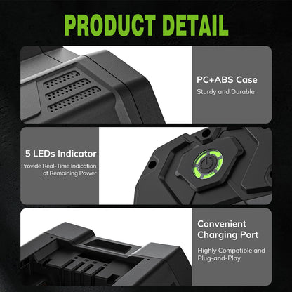 Replacement Battery for EGO BA2800t, Replacement for EGO 56V Battery 5.0 Ah, Compatible with All EGO 56V Power Tools BA2800 BA1400 BA2800T BA4200 BA1400T, Extra-Large Capacity for Extended Runtime