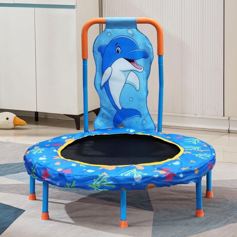 Kids Trampoline - 36-Inch Indoor/Outdoor with Handle Bar & No-Gap Jumping Mat | Safe Bounce Trainer for Toddlers 1-6