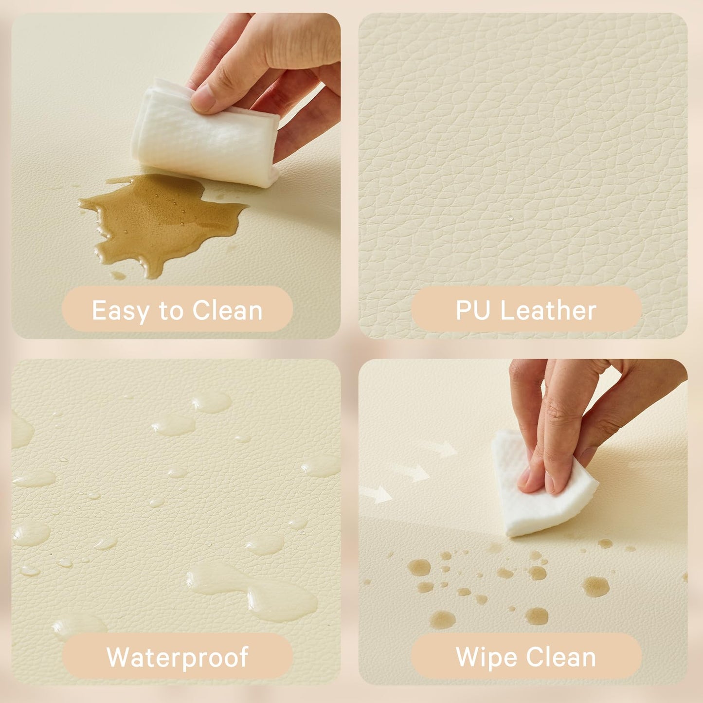 ILPEOD Waterproof Baby Play Mat for Floor Memory Foam 50 * 50 Cushion Playpen Playmat Tummy Time Crawling Mat Nursery Rug Thick Pad Create Soft & Safe Area for Infants,Toddler,Kids,Beige