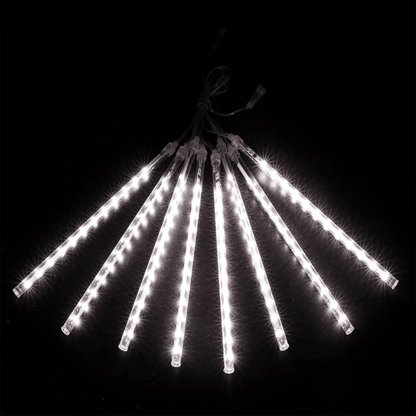 LJLNION 24 Tubes Meteor Shower Lights, Outdoor Icicles Christmas Decor, 12 Inch 864 LED Snow Falling Connectable Raindrop Lights, Xmas Wedding Party Tree Holiday Decoration, White