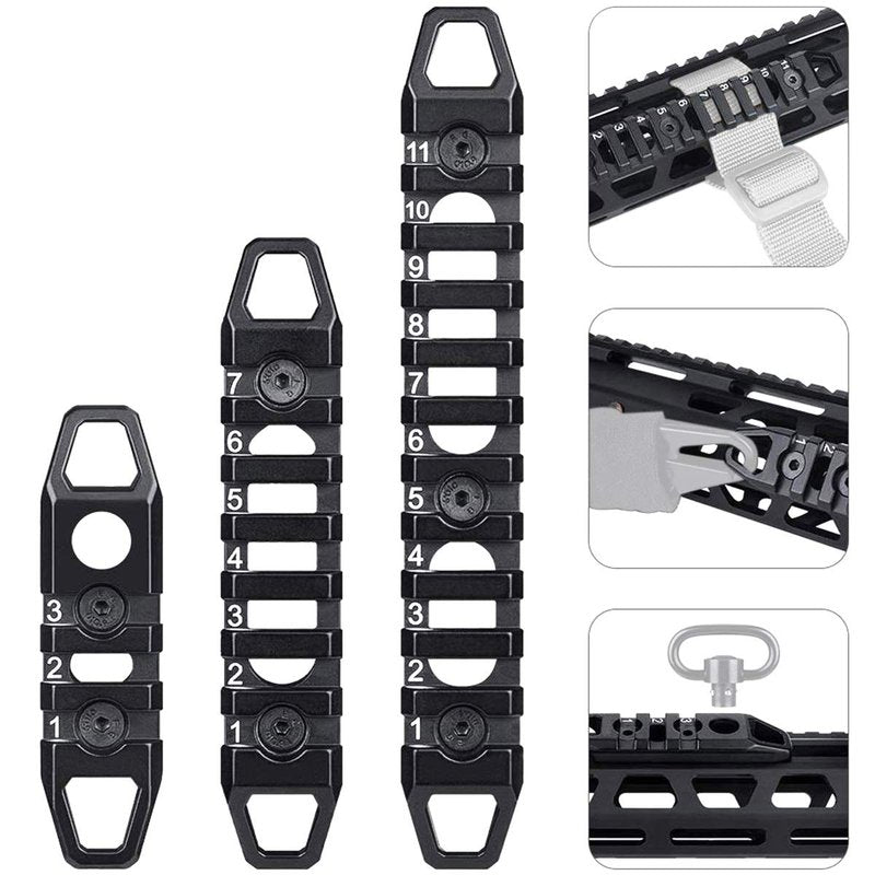 West Lake Keymod Picatinny Rail Sections, 3-Slot 7-Slot 11-Slot, Solid Aluminum Single Dual Keymod MLOCK Compatible Multi-Functional Rails (Black)