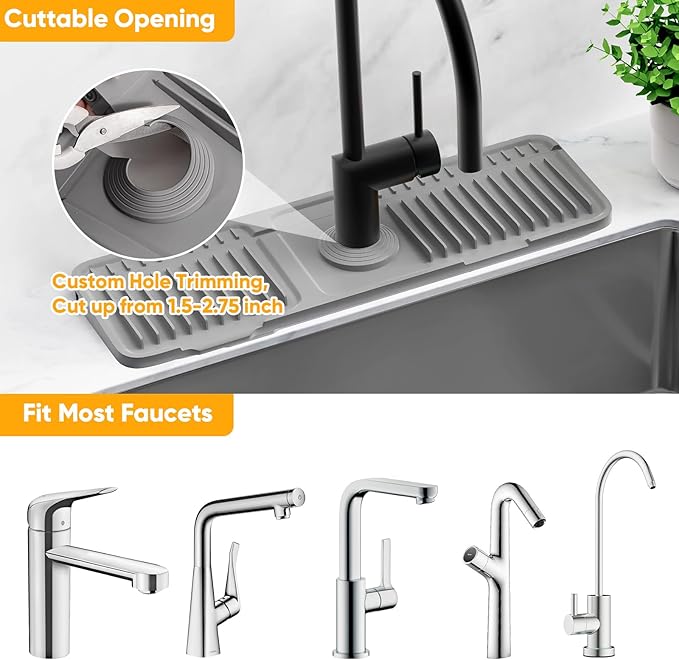 17.7'' Faucet Mat for Kitchen Sink Splash Guard Folding Kitchen Sink Faucet Mat