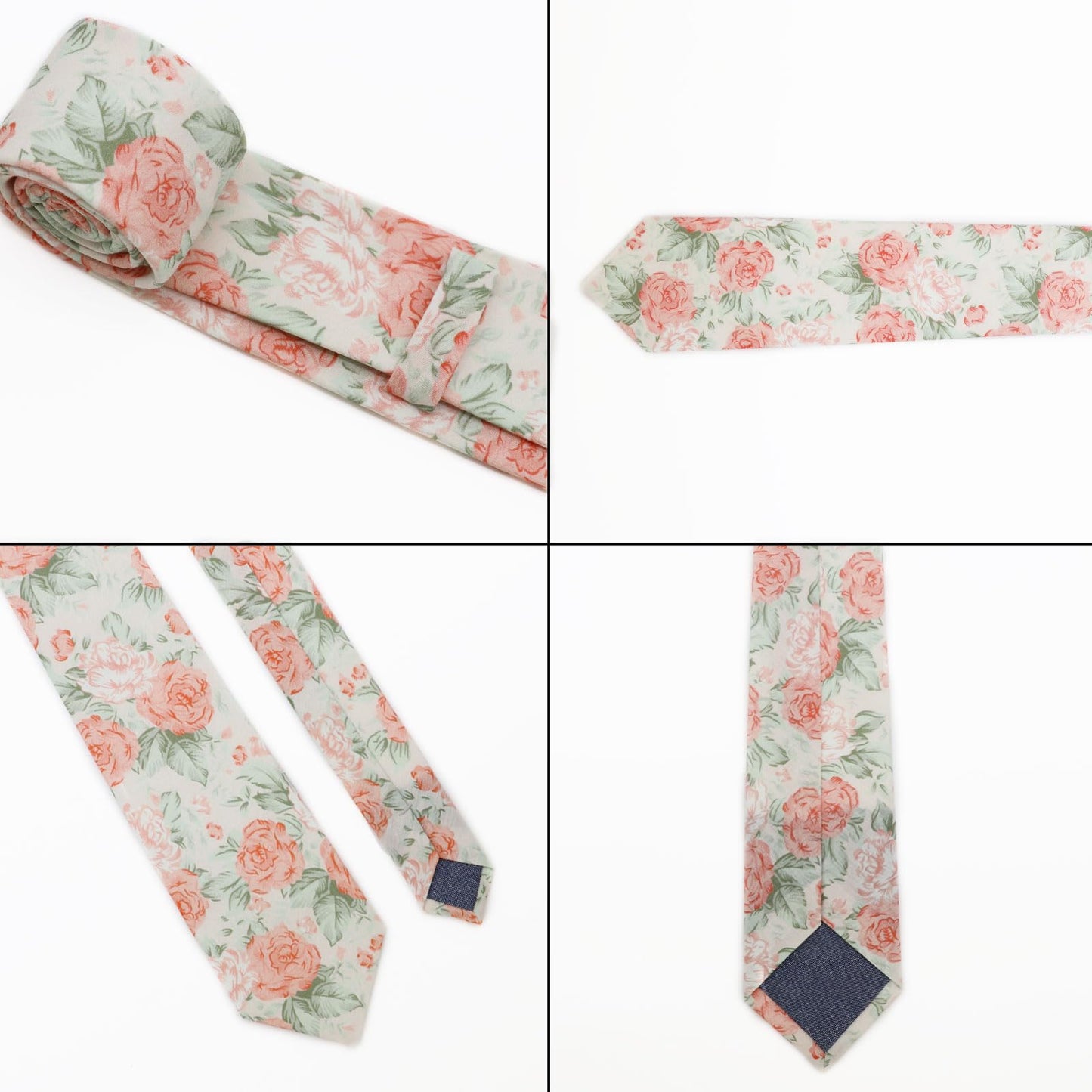GHTIYLP Cotton Floral Ties for Men 2.56" Men's Skinny Tie Linen Flower Printed Neck Tie for Wedding Dating Party (Pink Peony)
