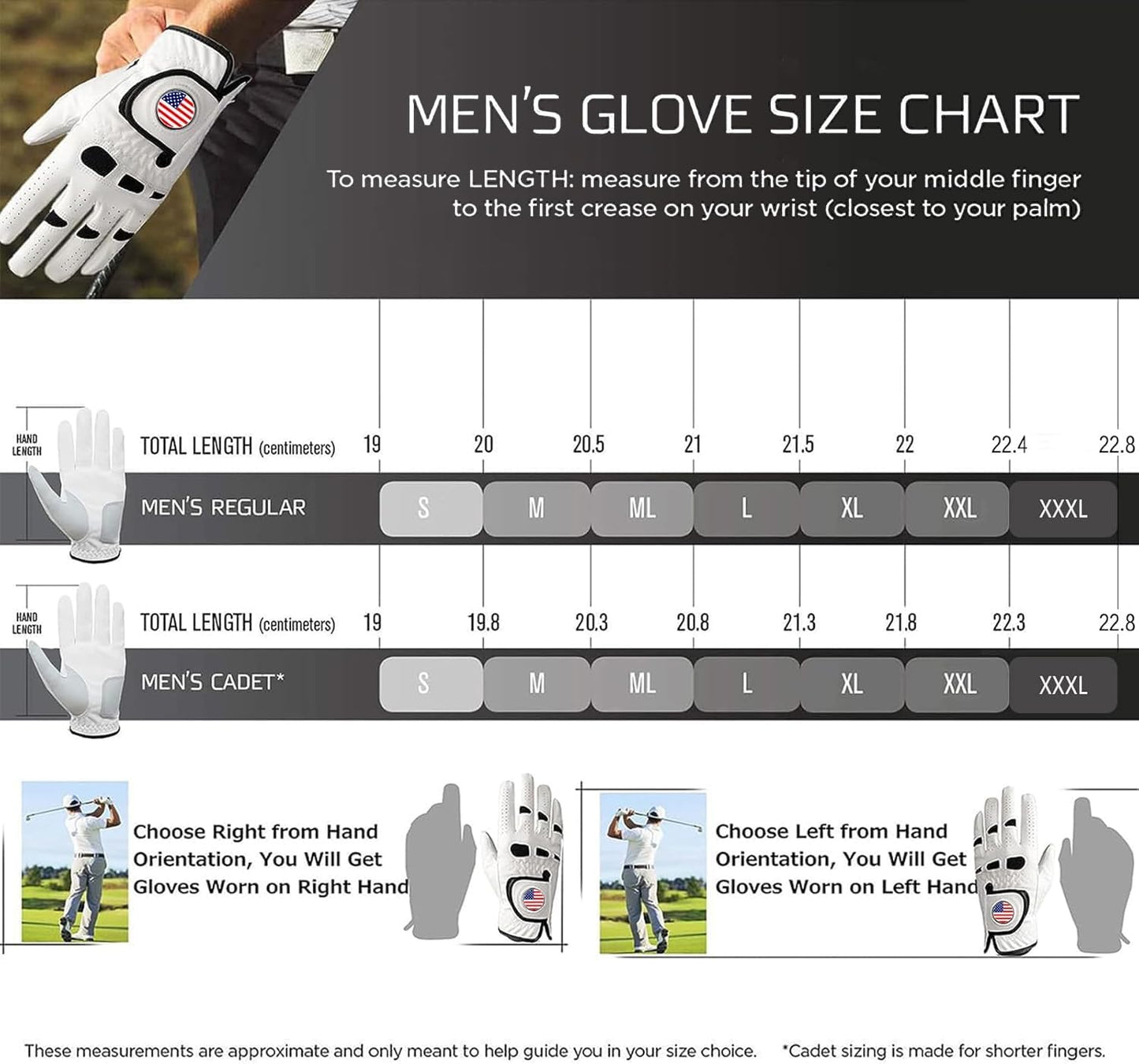 Amy Sport Golf Gloves Men Left Hand Right Handed Golfer 3 Pack with Ball Marker Soft Leather Weathersof Grip Mens Glove Size S M ML L XL XXL 3XL (3 Pack-White, Large, Worn on Left Hand)