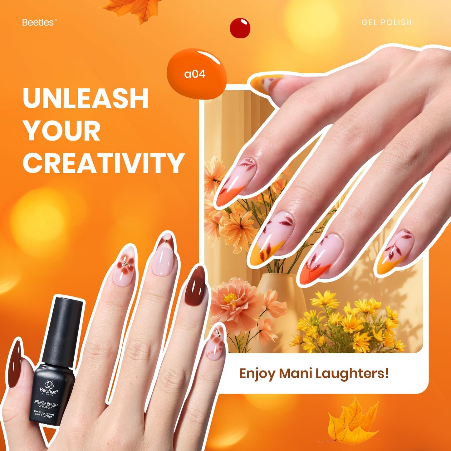 Beetles Fall Gel Nail Kit, Mystic Wonderland Gel Polish Set, 36 Colors Burgundy Brown Orange Red Polish Kit with Base Coat Glossy Matte & Glitter Top Coat Soak Off UV Led Nails Gifts for Women