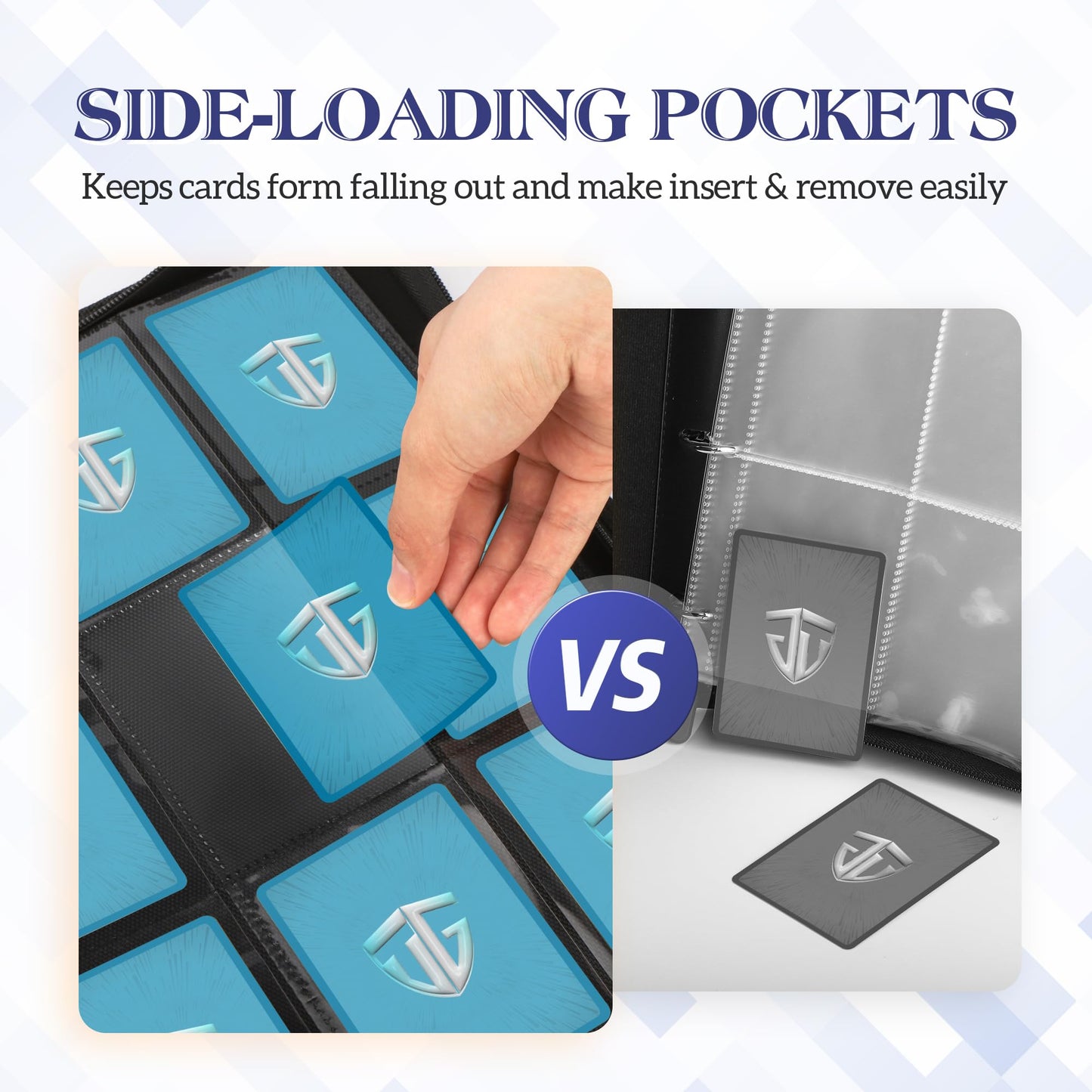 TCGUARD Trading Card Binder, 9 Side Loading Pocket Card Album Hold Up to 540 Cards, Zipper Binder for Cards Collection, TCG Card Holder for Game Card, Sports Card, Yugioh, MTG etc.（Purple）
