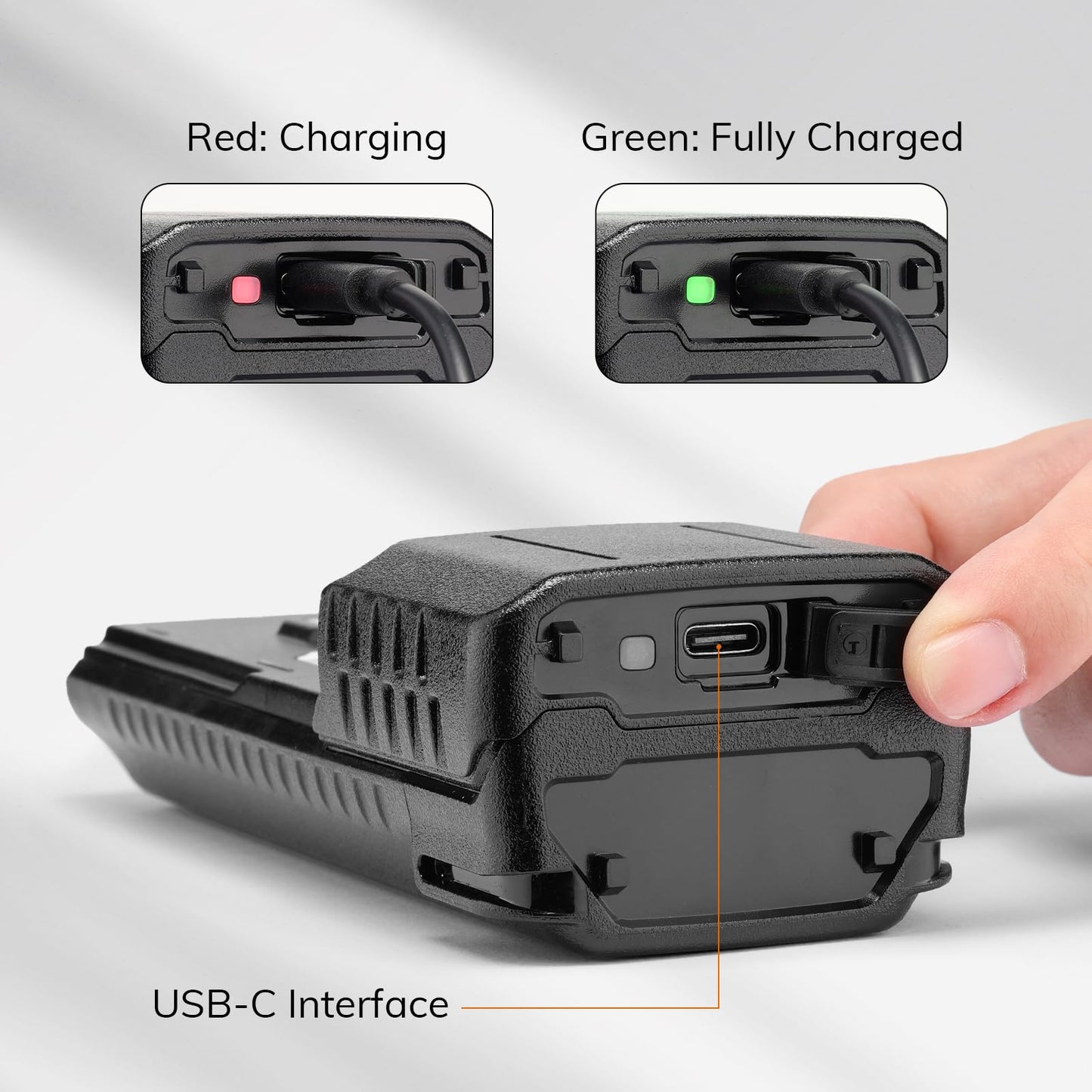 BAOFENG Upgraded BL-5RH Plus 5200mAh Battery with USB-C Charging Port, Long-Life Li-ion Rechargeable Battery for UV-5RM Plus/5RM/AR-5RM/UV-5RM Plus GPS/5RH/5RH PRO Two Way Radio
