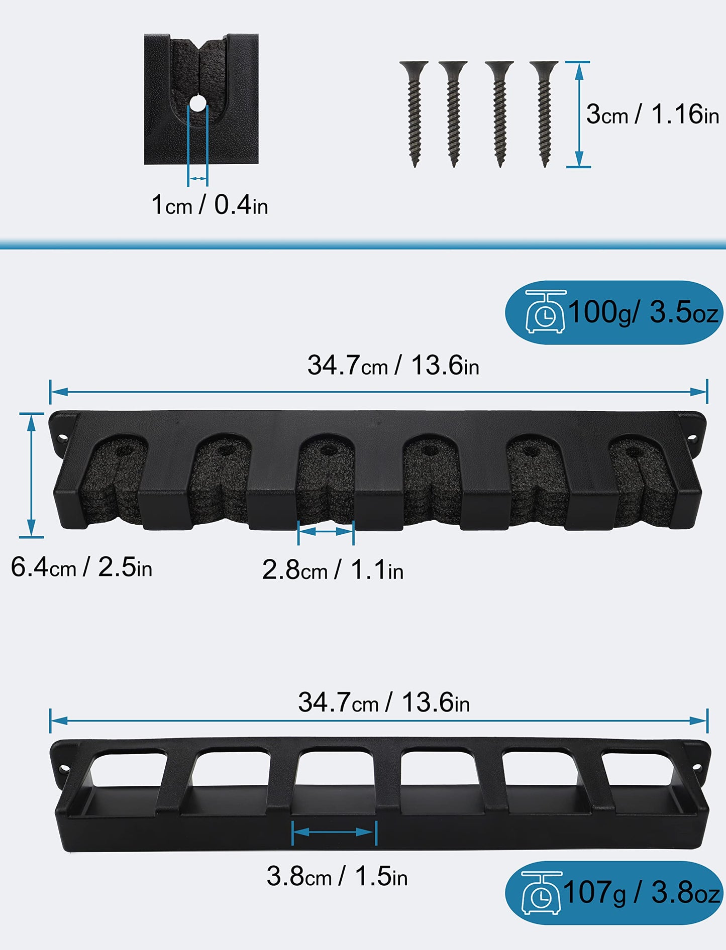 Ducurt Horizontal Fishing Rod Rack Holders Wall-mounted Fish Pole Holder for Garage & Boat 6-Rod Storage Racks -1 Pair Rod Holder Rod Holder (2 Pair Vertical Black)