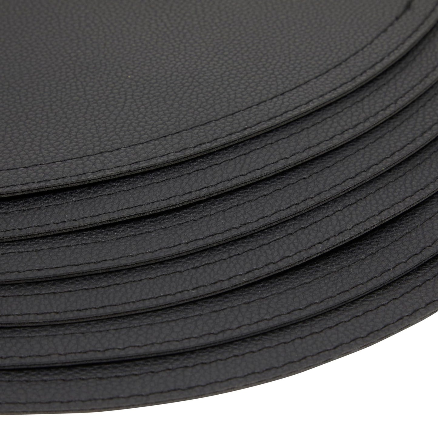 Juvale Round Vegan Leather Table Placemats & Coasters - Waterproof & Heat-Resistant Dining Table Decor - Easy Wipe-Clean Kitchen Decor - Durable Everyday Placemats - Black, 13.4", Set of 6