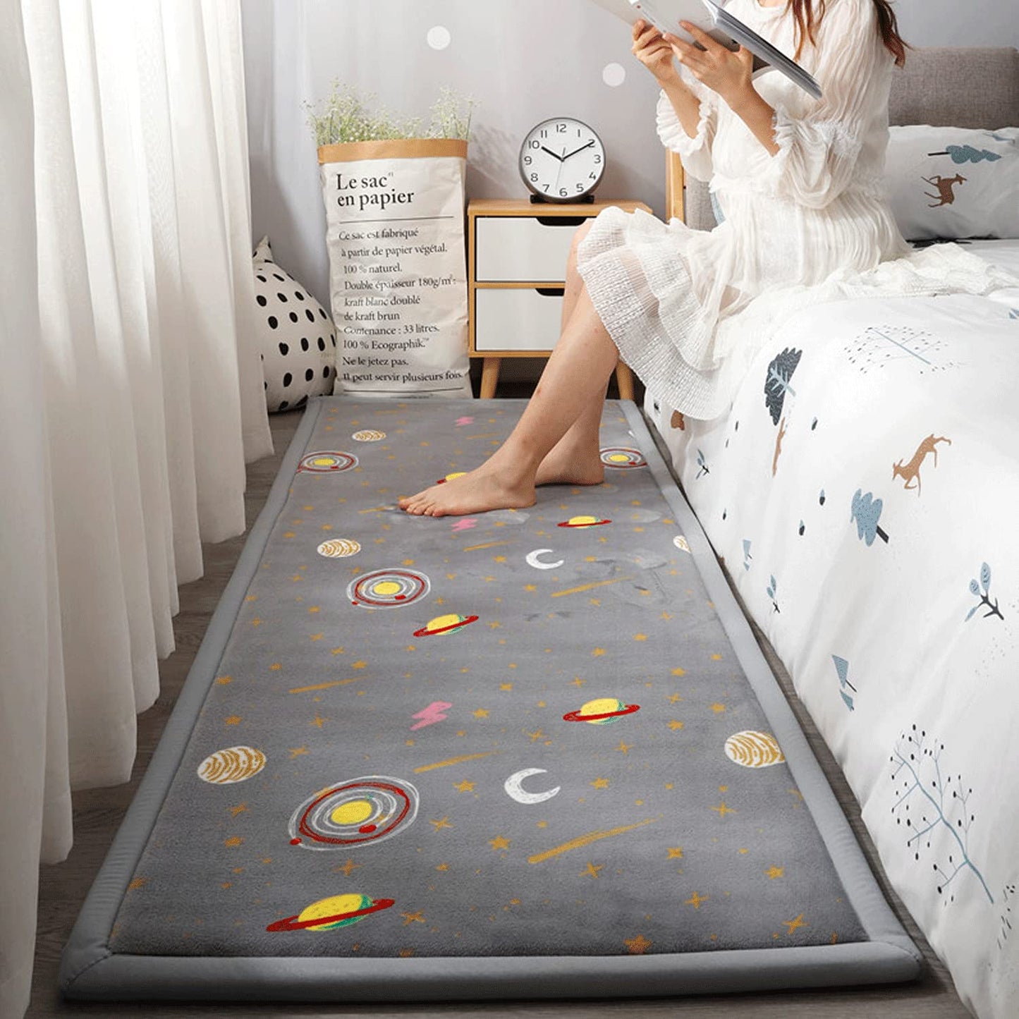 Loartee Coral Velvet Area Rug - 1" Thick Memory Foam Play Mat, Washable Carpet, Home Decor for Living Room, Bedroom, Astral Gray, 4'3"x6'3"