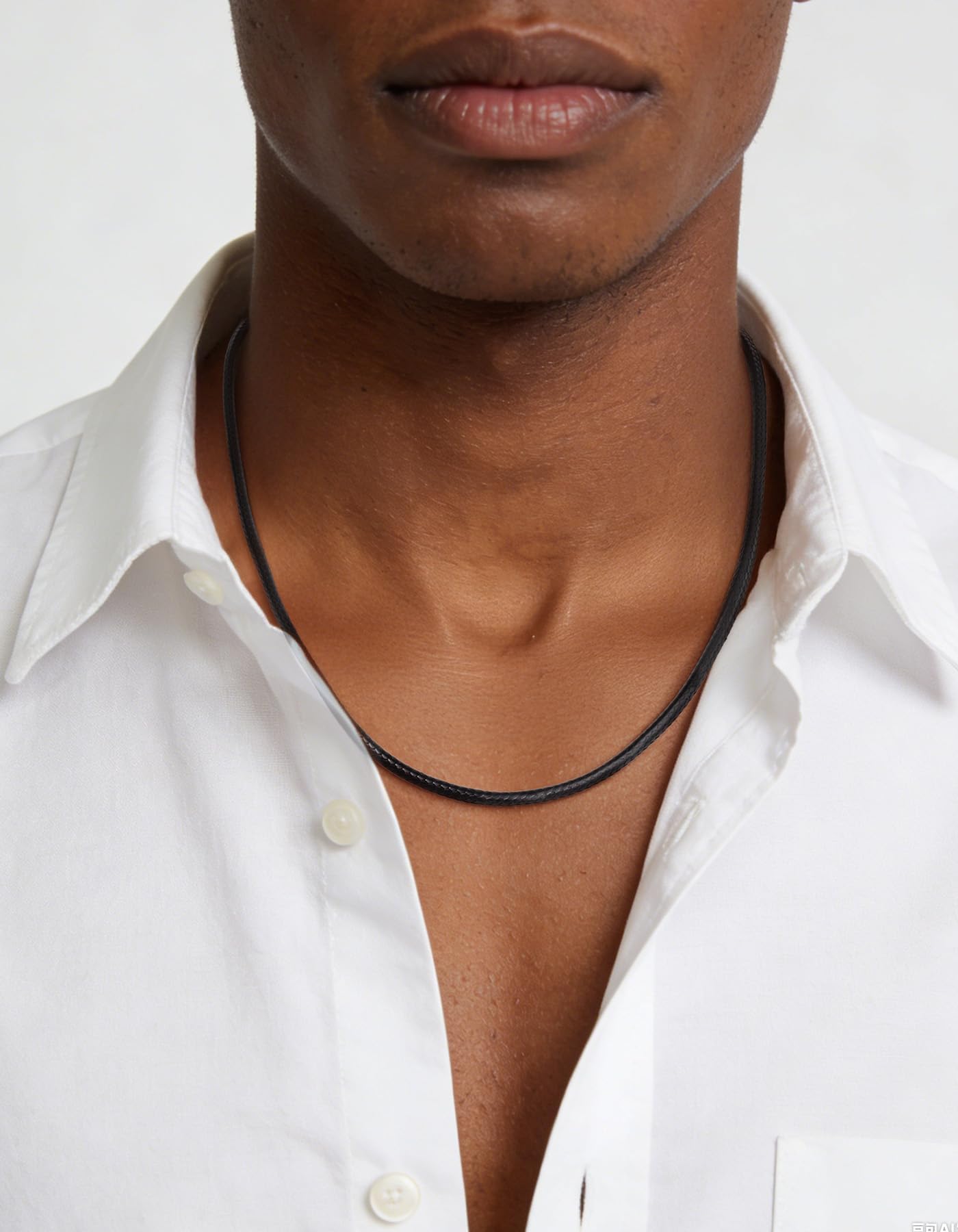 Durable Leather Cord Necklace for Man, Black 3mm Wax Rope String Neck Chains Jewelry for Women with Black Clasp 20"