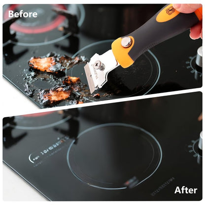 MulWark Razor Blade Scraper | 2 Handles Razor Scraper Set With Extra 12pcs Blades Heavy Duty Paint & Glass Scraper Tool With Extendable Handle for Windows, Oven Cleaning & Surface Prep