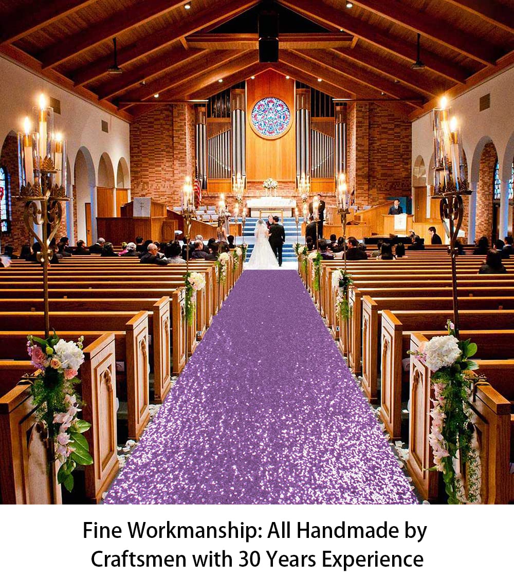 ShiDianYi Aisle Runners for Weddings Lavender 2FTx15FT Sequin Aisle Runner Light Purple Bridal Aisle Runner 15FT Carpet Runner Outdoor Aisle Runner for Wedding Ceremony
