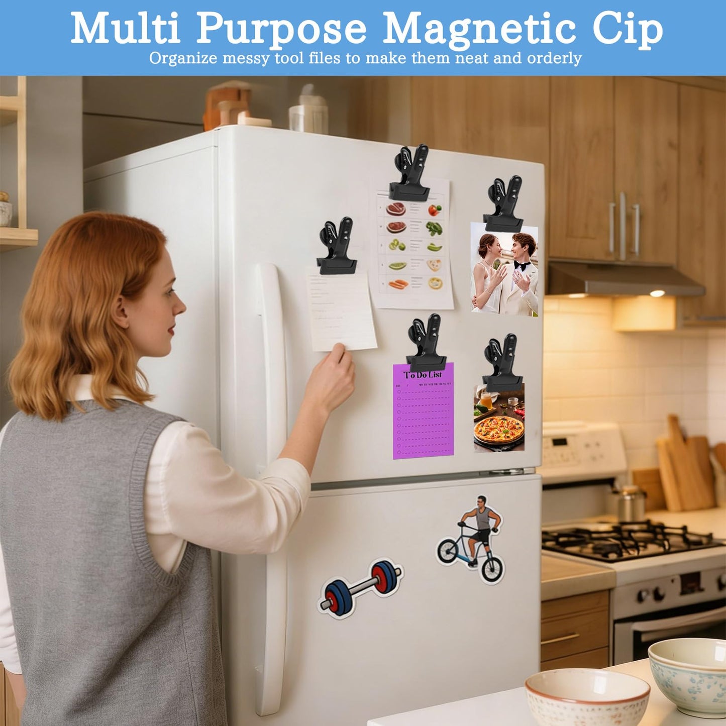 Rukinovi Heavy Duty Magnetic Clips 3 Pack,Alloy Stee 1.5 Inch Opening with Anti-Scratch Pads,No Drill Needed for Whiteboard, Fridge, Garage, Workshop & Cruise Cabin Organizer