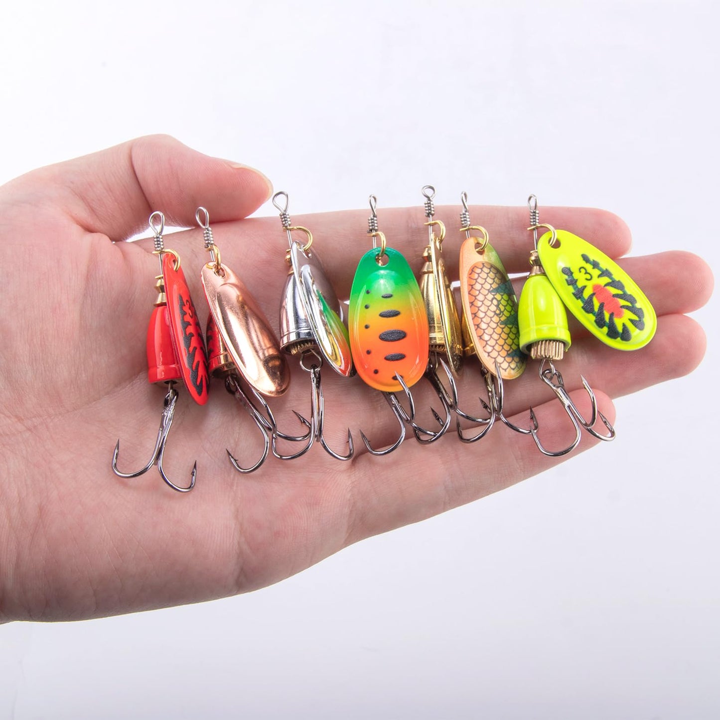 Dr.Fish 7 Pack Inline Fishing Spinner Kit 1/4oz, Freshwater Fishing Lures Bell Spinnerbait French Blade Trout Bass Walleye Lures