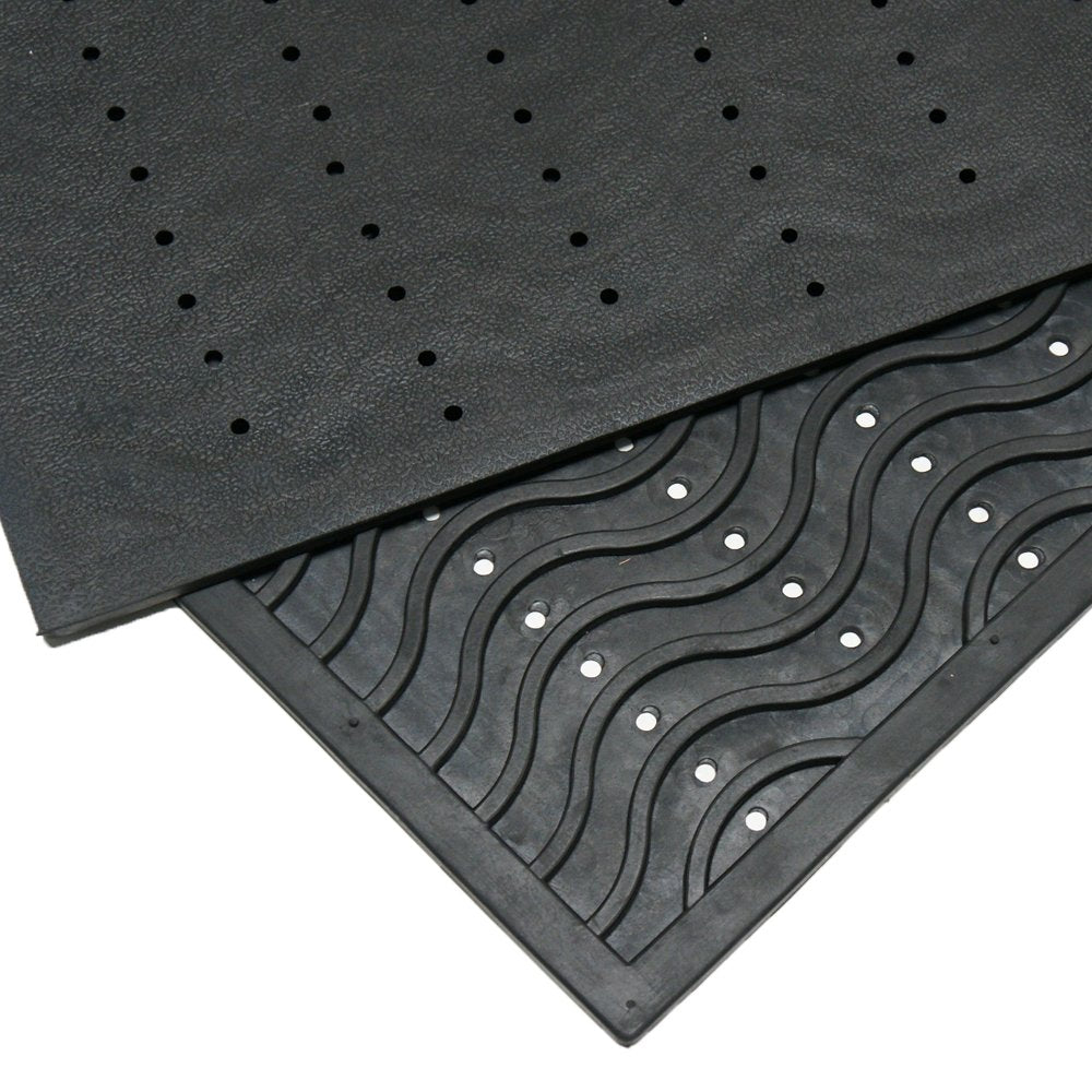 Rubber-Cal 03-237-WA "Dura-Scraper Wave" Commercial Entrance Rubber Mat, 3/8" Thick x 24" x 36", Black