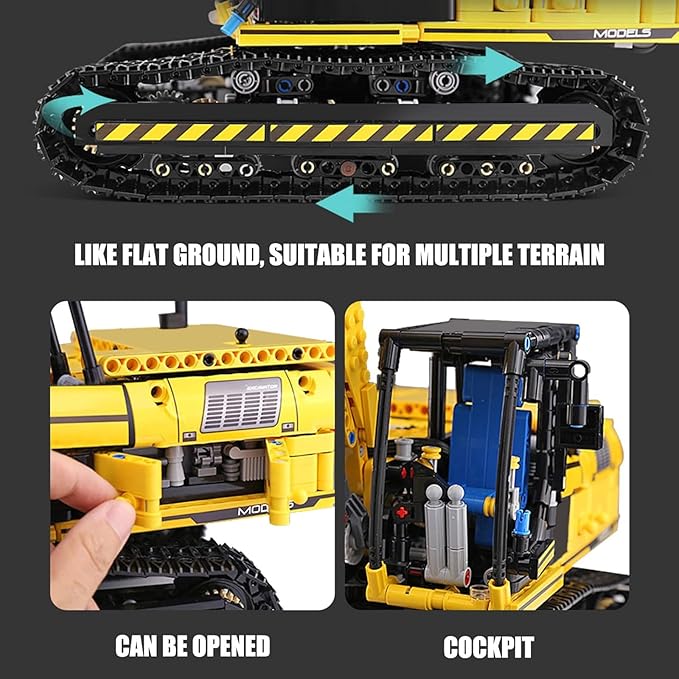 Mould King 13112 RC Excavator Building Set 1830 Pieces Building Blocks APP Remote Control Truck Construction Vehicles Model with Motor STEM Engineering Toys for Adult