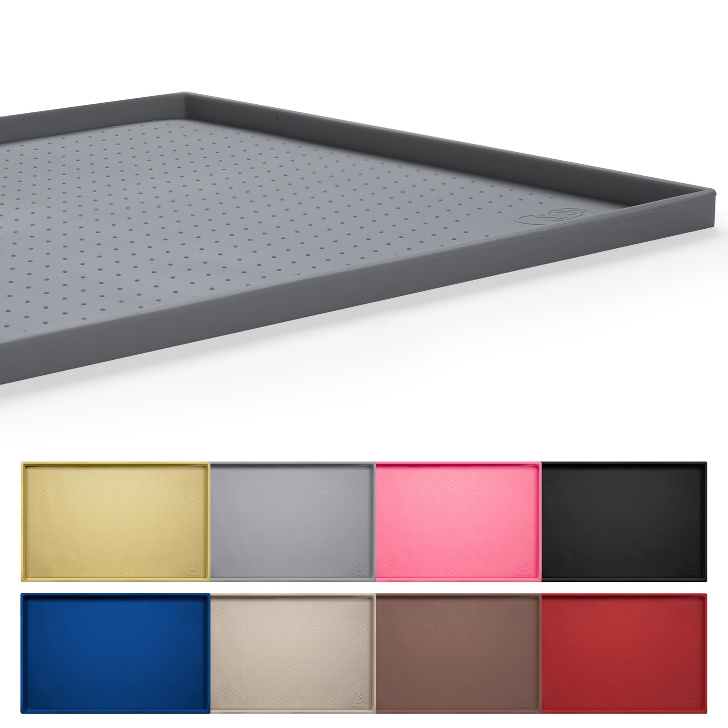 Hubulk Dog Feeding Mat,100% Waterproof BPA Free Silicone Pet Food and Water Bowl Placemat,Dishwasher, High Raised Edge to Prevent Spills,Nonslip Tray to Stop Messes on Floor (19"x12"x0.5", Grey)