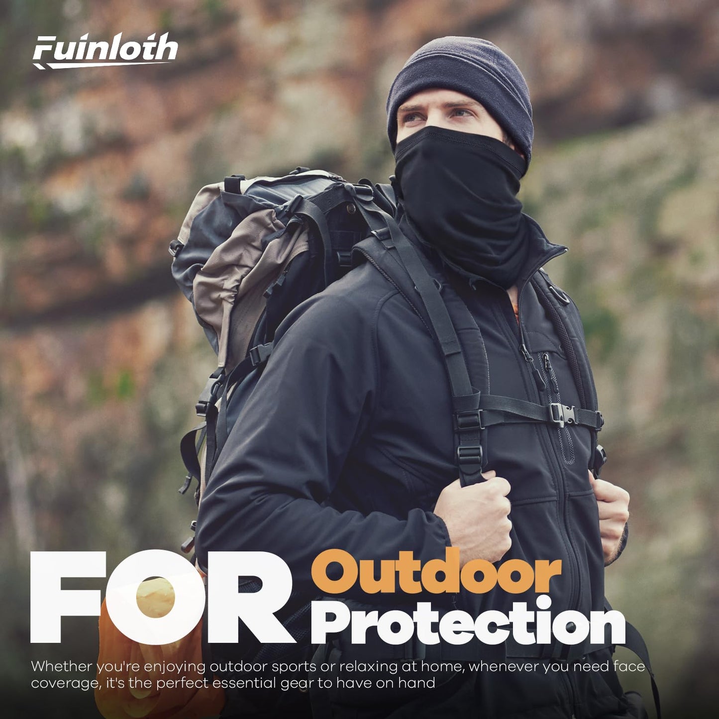 Fuinloth Neck Gaiter, 6 Pack Face Mask Bandana Fishing Cooling Sun Protection Scarf for Men Women Black+Green+Camo+Sand+Brown+White