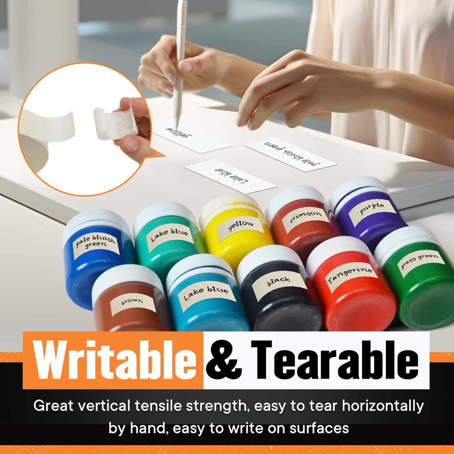 TIANBO FIRST Masking Tape 1.41 Inch Wide Thin Beige White Painters Masking Tape Bulk for Painting Home Office School Stationery, 1.41 Inches x 60 Yards, 6 Rolls
