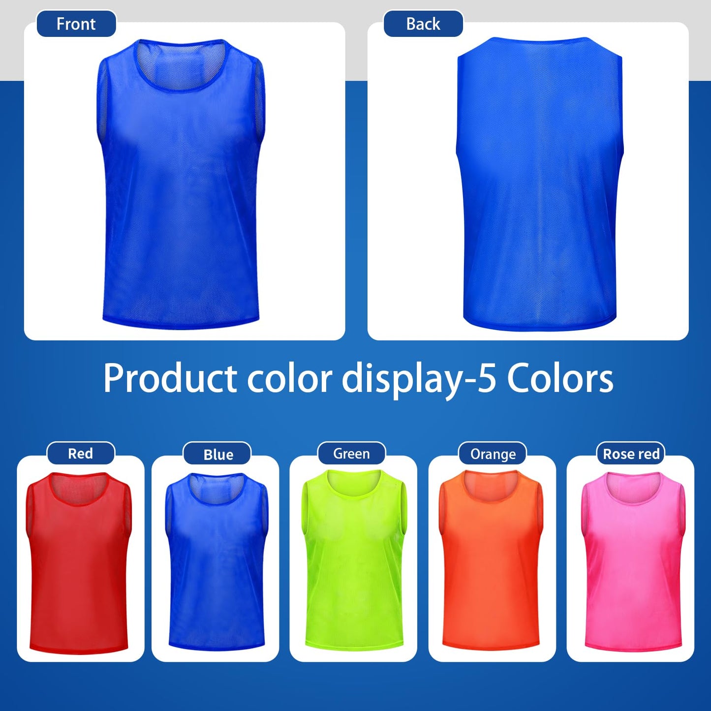 Antoyo 12/24/48Pcs Soccer Pinnies Youth, Scrimmage Team Practice Vests