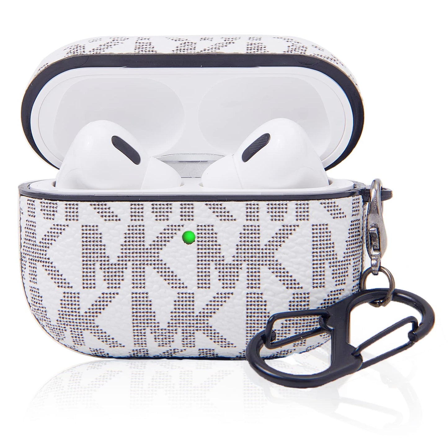 TANGABA for AirPods Pro 2nd Generation Case(2022), Full-Body Protective Leather Airpods Pro 2 Protective Cover with Keychain for AirPods Pro Wireless Charging Case, Front LED Visible-White