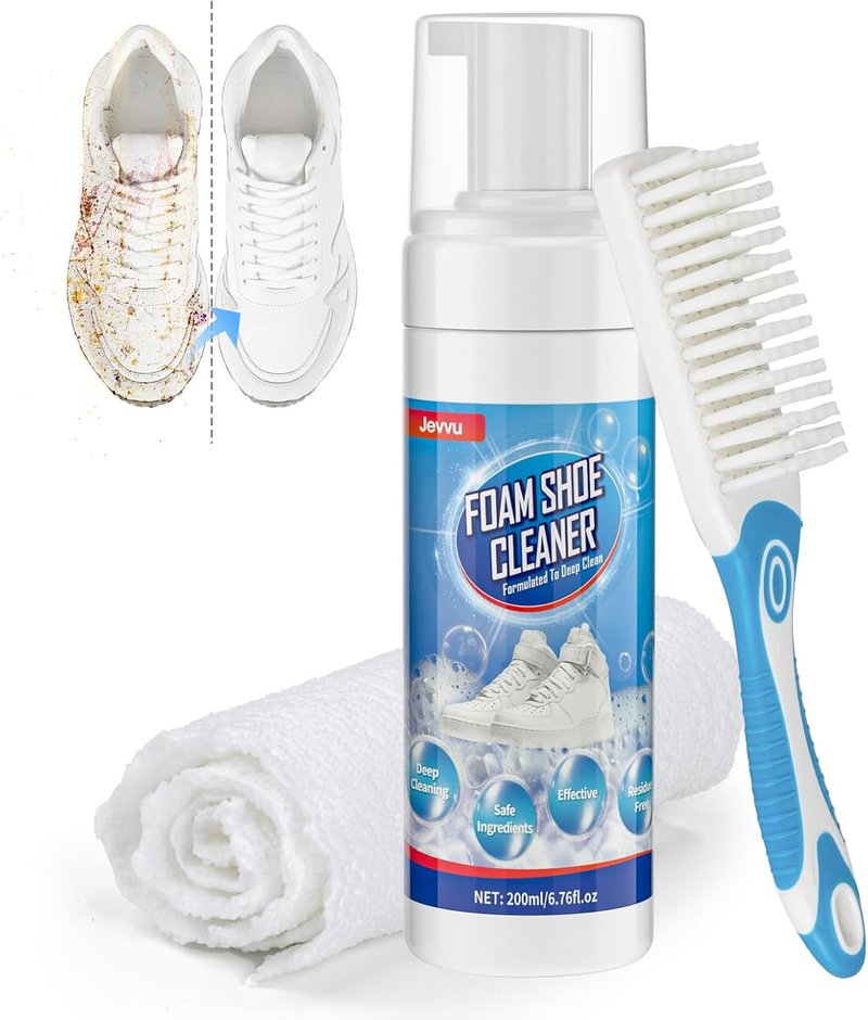 Shoe Cleaner Foam - Jevvu Sneaker Stain Remover & Dirt Eliminator | Cleaning Kit for White Shoes