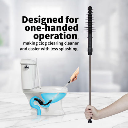 ToiletShroom Revolutionary Plunger, Squeegee, Clog Remover, Drain Cleaner, Bathroom Toilet Dredge Tool, Stainless Steel Handle with Caddy Holder, Оne Расk, Black