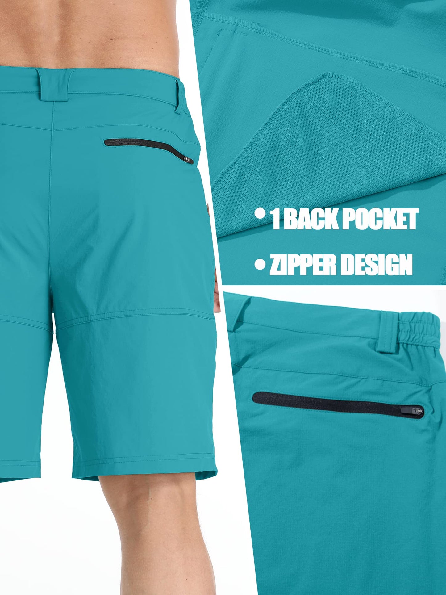 TACVASEN Men's Summer Hiking Cargo Shorts Lightweight Quick Dry Casual Golf Dress Tactical Shorts with Pockets Fishing Work Lake Blue 32