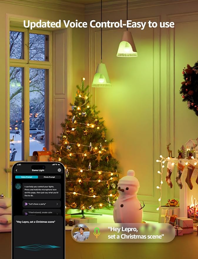 Lepro B2 AI Smart Light Bulbs - 1100LM WiFi & Bluetooth RGBWW Color Changing LED Bulb, Works with Alexa & Google Assistant, Personalized Al Lighting Designer, AI Voice Control, 2.4GHz Only, 4 Pack