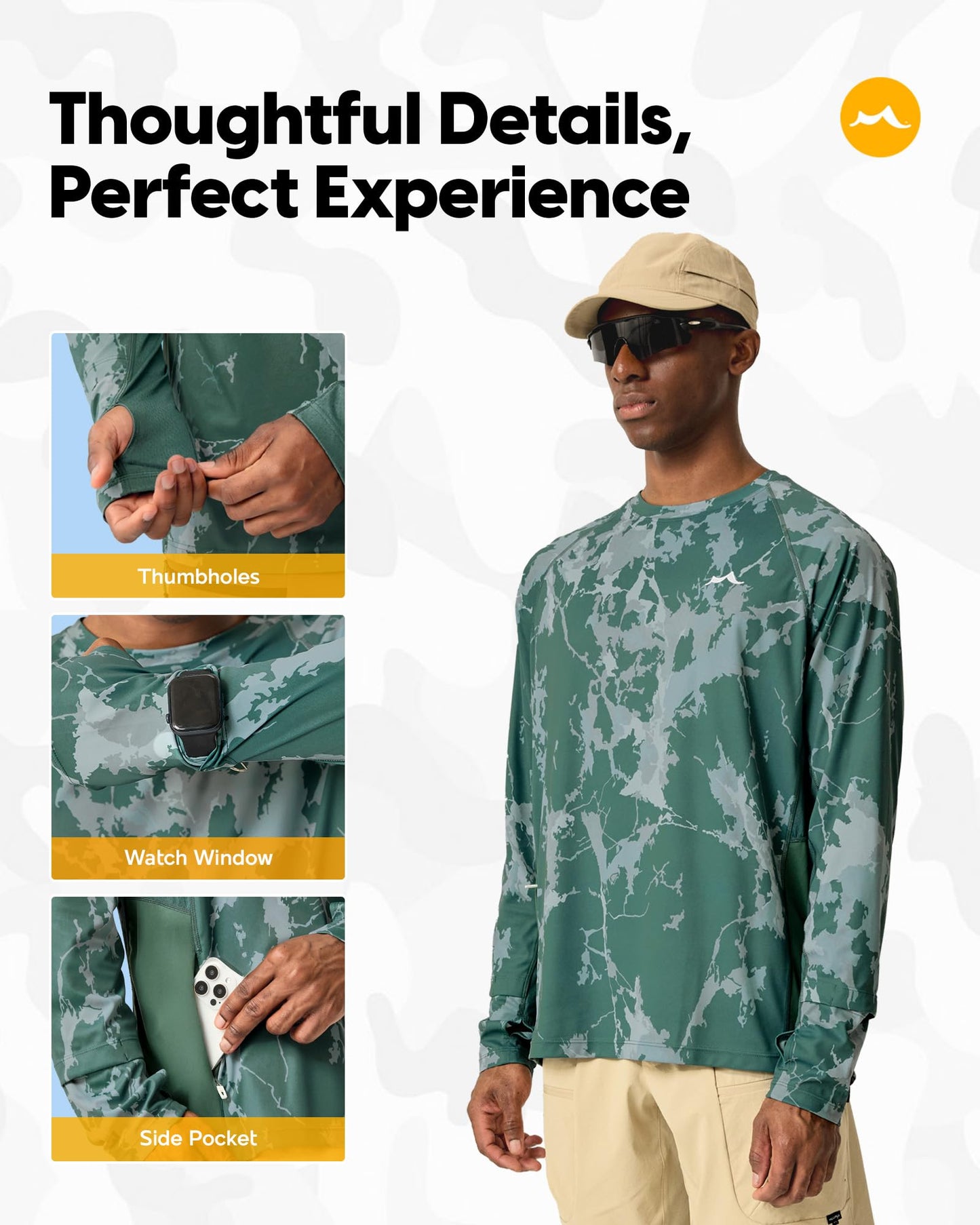maamgic Rash Guard Shirts for Men UPF 50 Long Sleeve Men Swim Shirts Moisture Wicking & Quick-Dry for Outdoors
