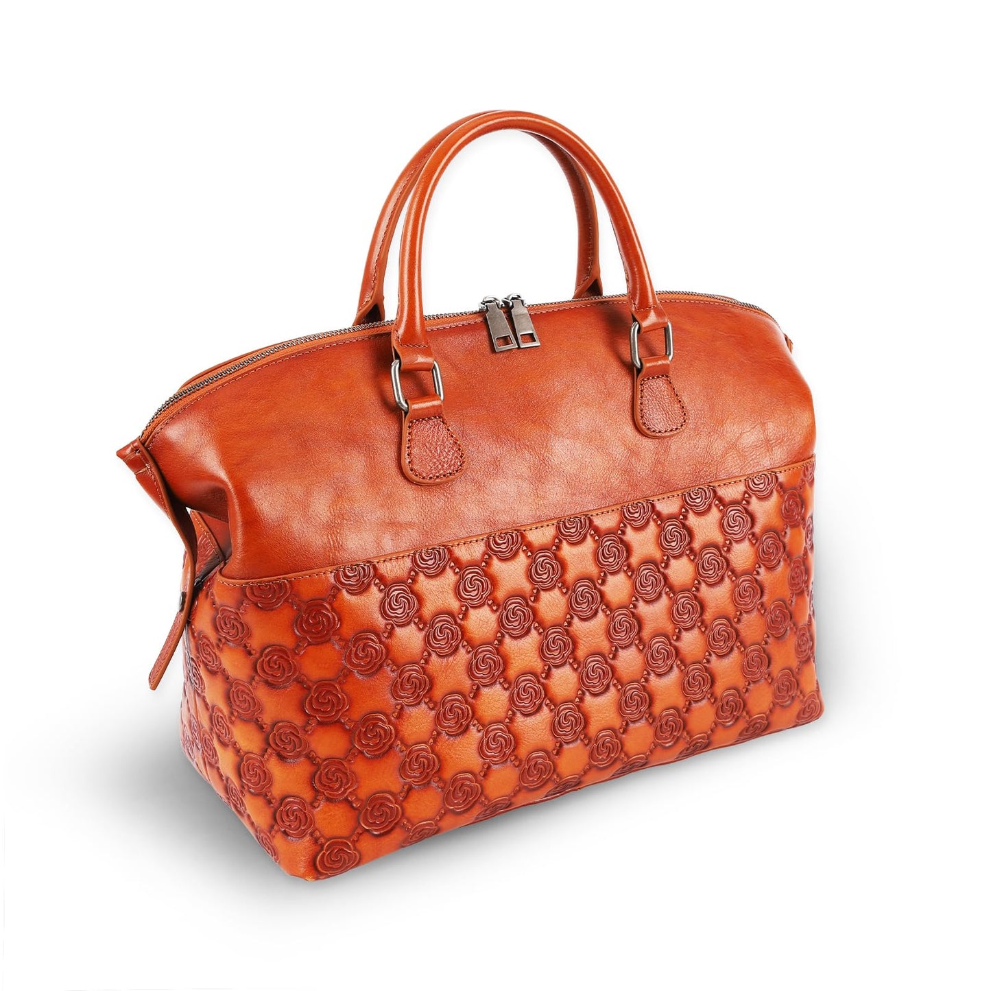Genuine Leather Handbags for Women Satchel Tote Bags Top Handle Bags (5593-rose brown)