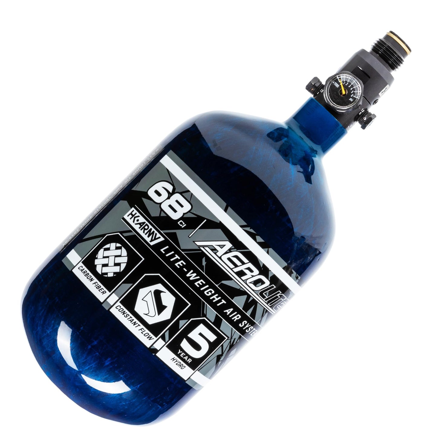 HK Army HSTL HPA Air System - 68ci/4500psi Lightweight Carbon Fiber Tank with 800psi Regulator for Paintball & Airsoft Gear - Blue