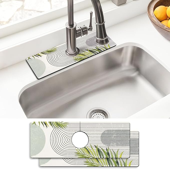 Sink Faucet Absorbing Mat, 2 Pack Drying Mat Around Faucet Sink Splash Guard
